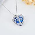 wholesale 925 Sterling Silver Tree of Life Necklace with Cubic Zirconia & Blue Crystal, I Love You Gift for Women-0-4