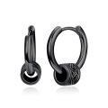 wholesale 925 Sterling Silver Black Gold Plated Celtic Knot Circle Charm Hoop Earrings-0-0