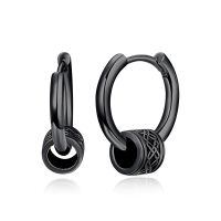 wholesale 925 Sterling Silver Black Gold Plated Celtic Knot Circle Charm Hoop Earrings-Black