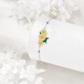 wholesale 925 Sterling Silver Yellow Gold Plated Sunflowers & Leaves Charm Anklet for Women-0-2