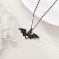 wholesale 925 Sterling Silver Gothic Bat with Garnet Stone Pendant Necklace-0-4