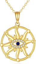 wholesale 10K Gold Evil Eye Pendant with Stars and Moon Necklace for Women-0-0