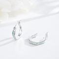 wholesale 925 Sterling Silver Square Opal Huggie Hoop Earrings for Women - 3 Colors (Blue/Pink/White)-0-1