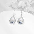 wholesale 925 Sterling Silver Celtic Knot Heart Drop Earrings with Blue Crystal Stone Gift for Her-0-2