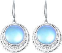 wholesale 925 Sterling Silver Blue Rainbow Moonstone Leverback Dangle Drop Earrings for Women-14-Boho Filigree Moonstone Earrings