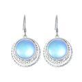 wholesale 925 Sterling Silver Blue Rainbow Moonstone Leverback Dangle Drop Earrings for Women-0-0