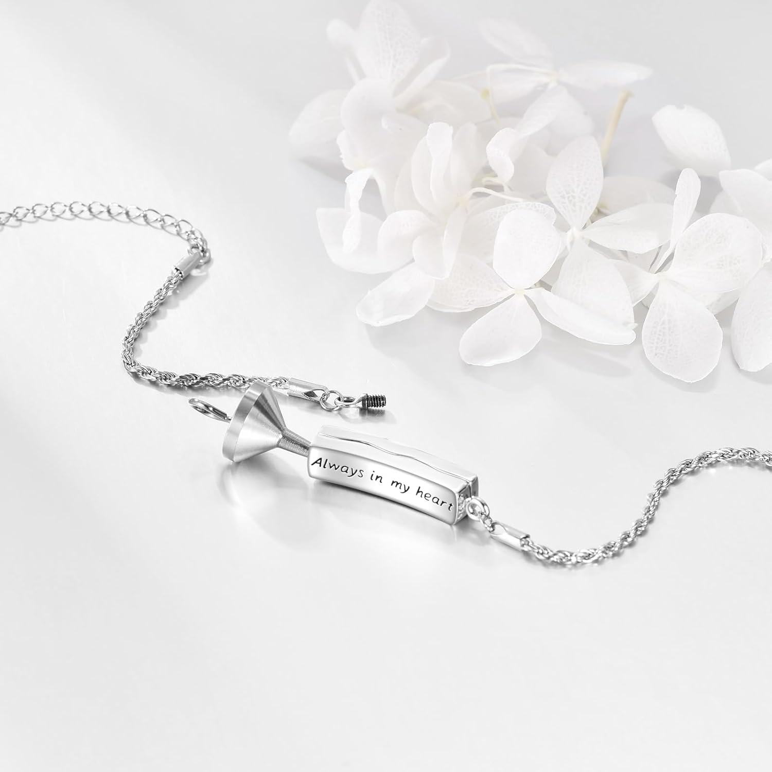 wholesale 925 Sterling Silver Tree of Life Abalone Shell Urn Keepsake Memorial Bracelet with Funnel and Fill Tool-0-3