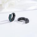wholesale 925 Sterling Silver Gun Black Plated North Star Black Stone Hoop Earrings-0-5