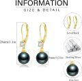 wholesale 925 Sterling Silver with Black Tahitian Pearl and Cubic Zirconia Drop Leverback Earrings for Women-0-5