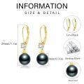 wholesale 925 Sterling Silver Black Pearl Drop Earrings With Zircon Accent-0-5