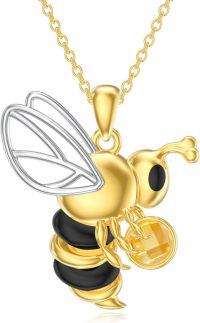 wholesale Gold Plated Sterling Silver & Citrine Bee Pendant Necklace - 925 Silver, 4.5mm Gem, 18+2 Chain, Lobster Clasp, Hypoallergenic Gift for Women-Bee-3