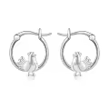 wholesale 925 Sterling Silver Gold Plated Hen Charm Hoop Earrings Wholesale for Women Girls Mothers Day Gift-0-5