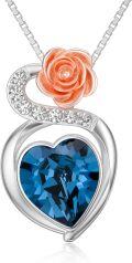 wholesale TOUPOP Healing Crystal Necklace With Rose Flower Wrapped Sterling Silver Rose Flower Pendant Necklace Christmas Birthdat Valentines Mothers Day Jewelry For Women Her Wife (rose Necklace With Blue Crystal) -0-0