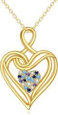 wholesale 10K Gold Multi-Color Crystal Heart Pendant Necklace s for Her-0-0