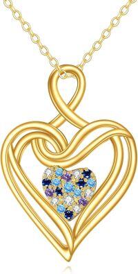 wholesale 10K Gold Multi-Color Crystal Heart Pendant Necklace s for Her-Infinity heart necklace
