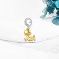 wholesale 925 Sterling Silver Cute Duckling Dangle Charm With Cubic Zirconia For Bracelets-0-1