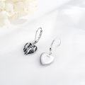 wholesale Silver Heart Ghost Leverback Drop Earrings for Women Girls Gothic  925 Sterling Silver Black Enamel Halloween Costume Accessories-0-2