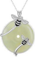 wholesale 925 Sterling Silver Green Jade Honeybee Pendant Necklace - Mother's Day Gifts for Her-0-0