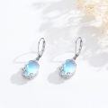 wholesale 925 Sterling Silver Rainbow Moonstone Teardrop Dangle Earring with Filigree Leverback Closure (Hypoallergenic)-0-4