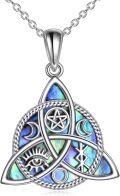 wholesale 925 Sterling Silver Triquetra Trinity Knot with Opal Stone and Pentagram Pendant Necklace for Women Girls  36 Chain Length-0-0