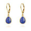 wholesale 14K Gold Blue Fire Opal Teardrop Dangle Lever Back Earrings for Women-0-5