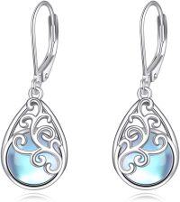 wholesale 925 Sterling Silver Teardrop Filigree Opal Drop Earrings - Gifts for Her-Filigree Moonstone