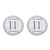 wholesale 925 Sterling Silver Twin Rings Wholesale Earrings With Opal Inlay-Gemini (5.21-6.21)