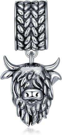 wholesale 925 Sterling Silver Highland Cow Head Pendant Charm Necklace  for Women Girls-Highland Cow