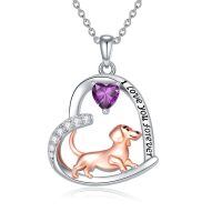 wholesale 925 Sterling Silver Corgi Love Forever Pendant Necklace-1-02-February