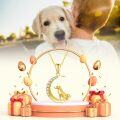 wholesale 14K Gold Crescent Moon with Dog Pendant Necklace for Women - 16-18 Chain-0-5