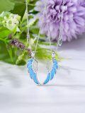 wholesale 925 Sterling Silver Angel Wing Pendant Necklaces for Women - Blue Fire Opal & Cubic Zirconia s-0-1