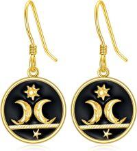 wholesale 925 Sterling Silver Moon & Star Drop Earrings Gothic  for Her-Sun Moon