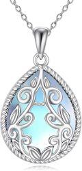 wholesale Sterling Silver Moonstone Lapis Lazuli Larimar Teardrop Pendant Necklace-0-6