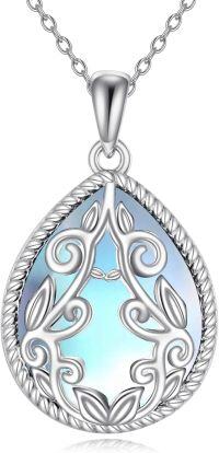 wholesale Sterling Silver Moonstone Lapis Lazuli Larimar Teardrop Pendant Necklace-Silver