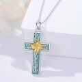 wholesale Sterling Silver Turquoise Cross Birth Flower Necklace 12 Month Pendant for Women Mom-0-2