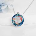 wholesale 925 Sterling Silver Round Crystal Lotus and Koi Fish Pendant Necklace for Women-0-3