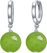 wholesale 925 Sterling Silver Agate Beaded Dangle Earrings for Women-Light green