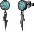wholesale 925 Sterling Silver Lightning Bolt & Turquoise Studs with Abalone Shell Drops-0-0