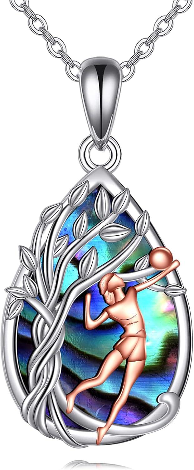 Sterling Silver Abalone Shell Tree of Life Necklace -Volleyball