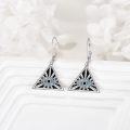 wholesale 925 Sterling Silver Triangle Blue Crystal Evil Eye Dangle Drop Leverback Earrings for Women Girls Gift Jewelry Accessories 4cm Long-0-3