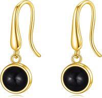 wholesale 925 Sterling Silver Black Onyx Dangle Earrings for Women and Teen Girls-Black Onyx