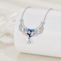 wholesale 925 Sterling Silver Heart with Wings and Blue Crystal Pendant Necklace for Women - Angel Number s-0-2