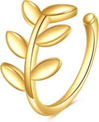 wholesale Gold Leaf Design Non-Piercing Ear Wrap Ring for Women-Leaf Ear Cuff