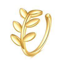 wholesale 14k Gold Leaf Ring With Elegant Plant Design-Leaf Ear Cuff