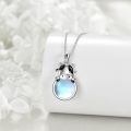 wholesale 925 Sterling Silver Cow Blue Stone Pendant Necklace for Women Girls  48cm Chain Length-0-3