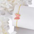 wholesale 14K Gold Pink Enamel Butterfly Charm Chain Anklet for Women Gift Idea-0-3
