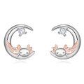 wholesale 925 Sterling Silver Cute Moon With Axolotl Earrings-0-0