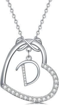 wholesale Sterling Silver Heart Initial Necklace Infinity A Z Letter Necklaces for Women-D