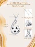 wholesale 925 Sterling Silver AAA Cubic Zirconia Soccer Pendant Necklace Gift for Soccer Lovers-0-5