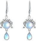 wholesale 925 Sterling Silver Rainbow Moonstone Teardrop Leverback Dangle Earrings for Women-0-0